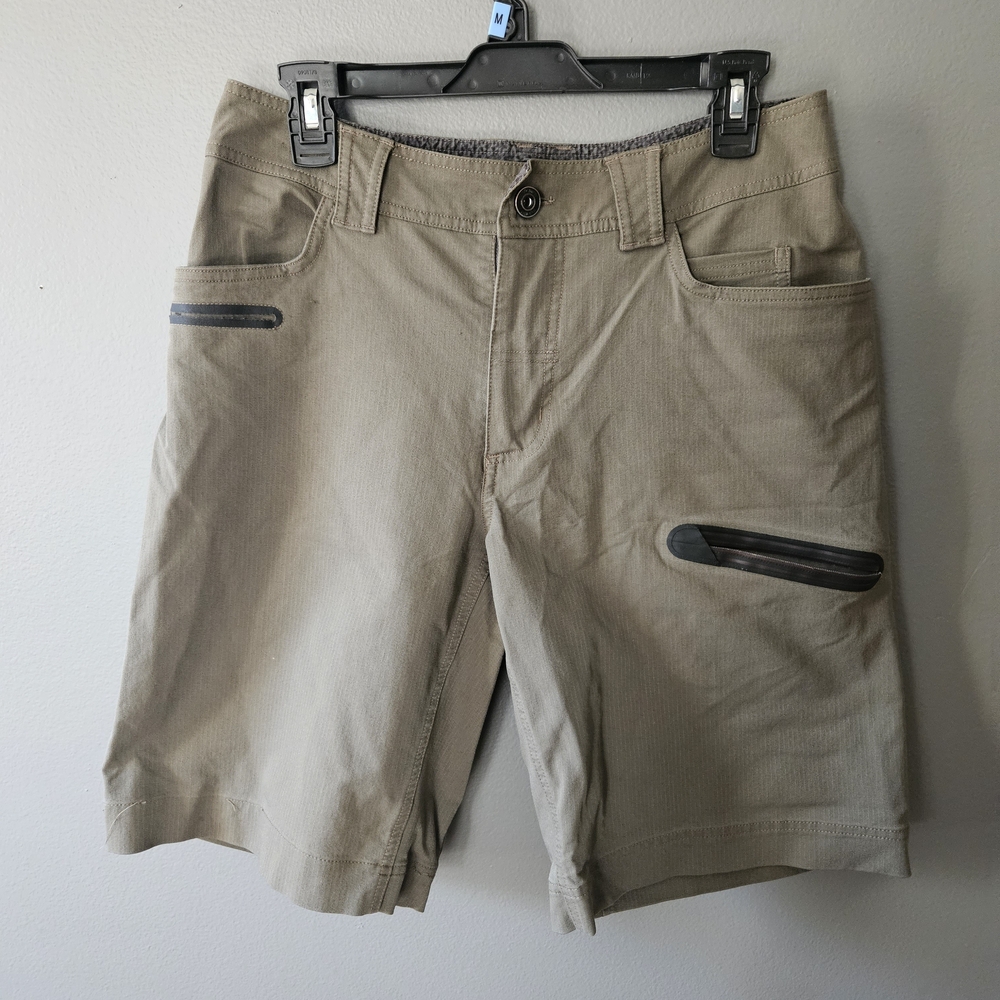 Lululemon Cadence Commute Pinstripe Shorts Zip Flap Pockets Green Mens Size 32